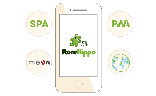 StoreHippo headless commerce platform’s mobile first architecture with MEAN stack, PWA, global CDN & PWA.