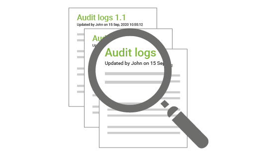 StoreHippo headless commerce platform’s audit log feature showing files updated by various login ids.