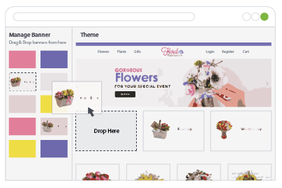 StoreHippo's theme design feature with inbuilt drag and drop support .